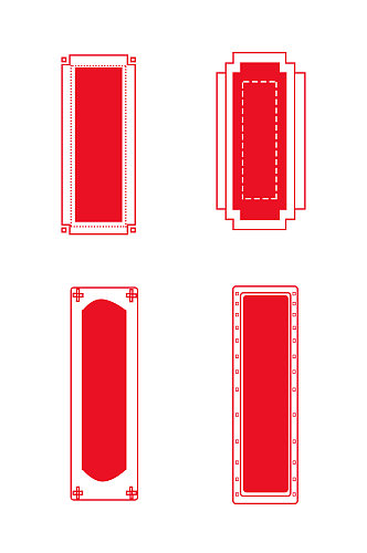 中国风花纹竖向文本框边框免扣元素