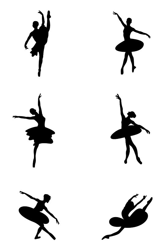 手绘剪影舞蹈芭蕾舞图片免扣元素