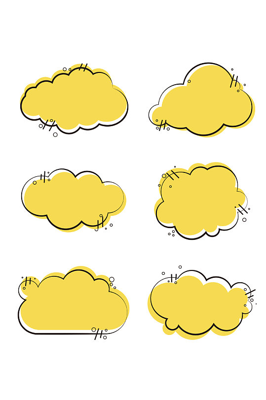 卡通气泡云边框对话框文本框标题框免扣元素