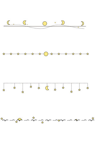 小清新手绘月亮线条分割线装饰免扣元素
