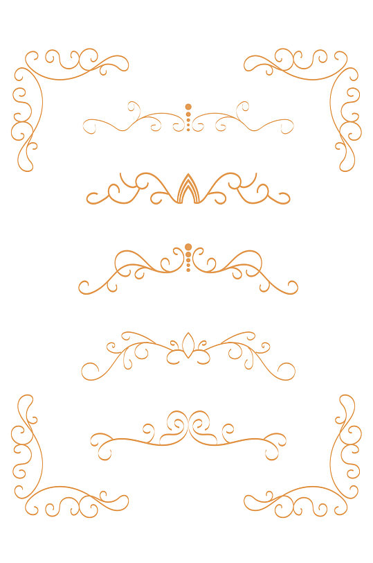 欧式花纹花边证书邀请函边角分割线免扣元素