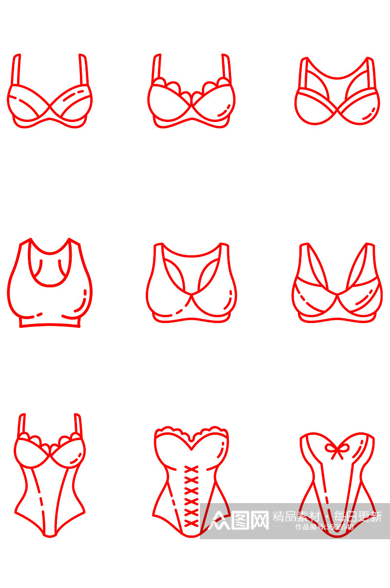 女性裹胸运动衣胸罩图标免扣元素素材