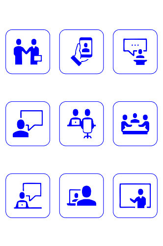 商务合作握手视频会议开会图标免扣元素