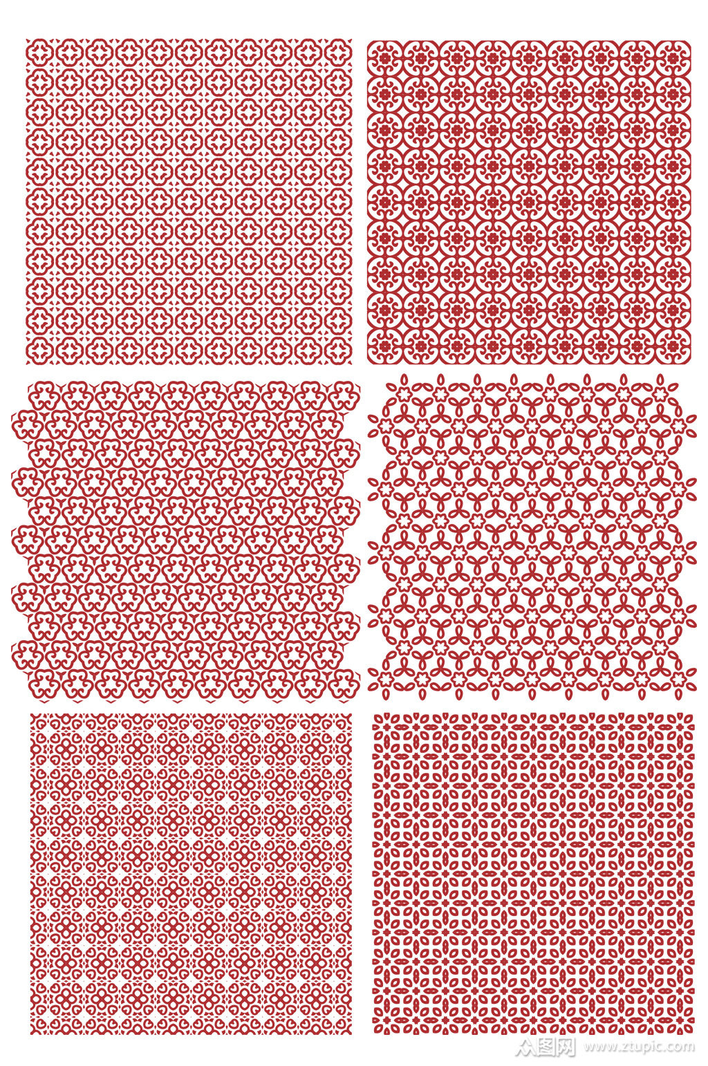 中国风抽象古典装饰花纹图案免扣元素