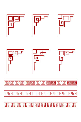 中国风古典边角框文化墙边框分割线免扣元素