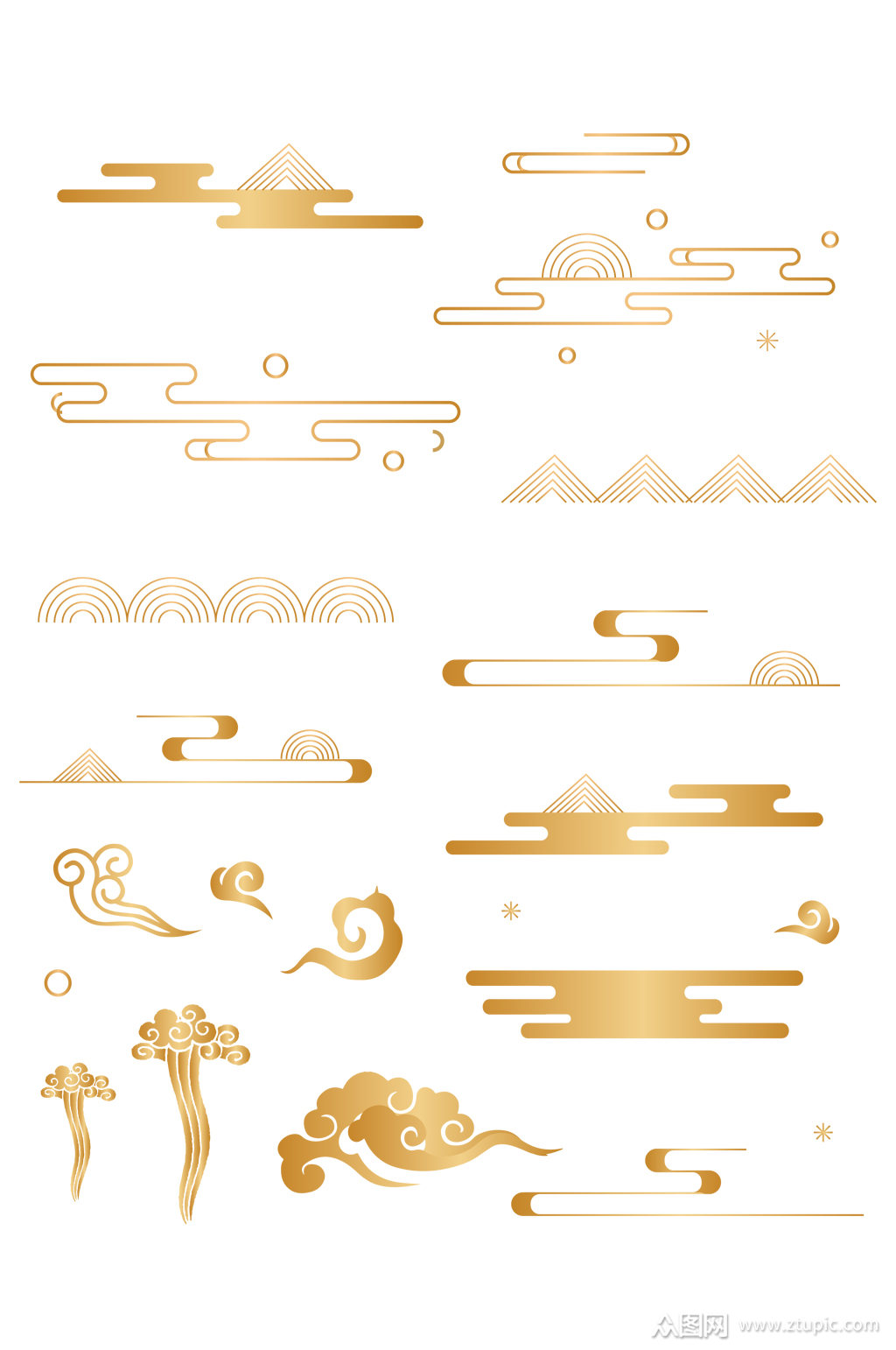 中国风中式传统线线条渐变纹理装饰免扣元素素材