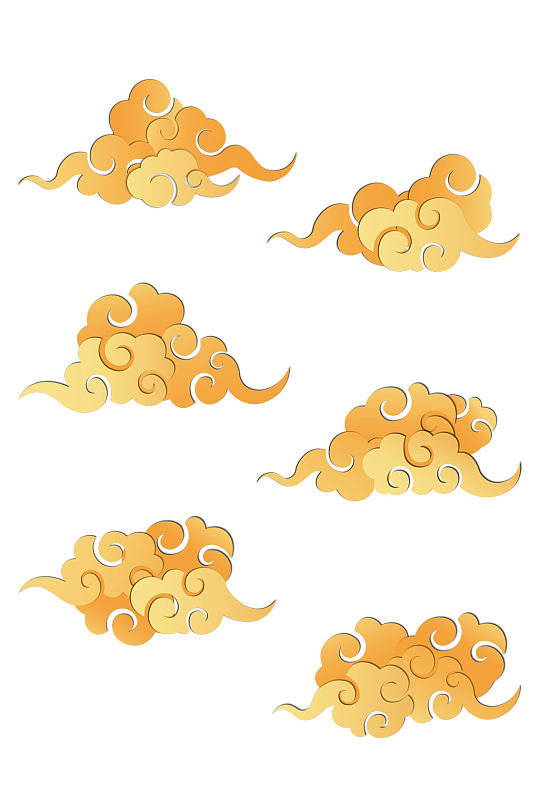 立体红色祥云图案传统云金色花纹免扣元素立即下载高端金色手绘中国