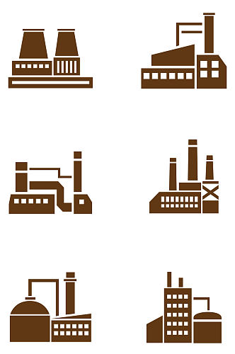 工厂工业水厂垃圾焚烧厂图标免扣元素
