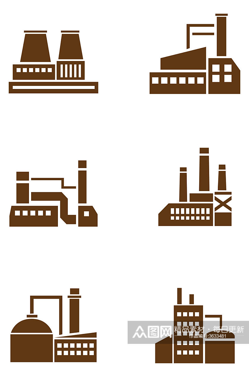 工厂工业水厂垃圾焚烧厂图标免扣元素素材