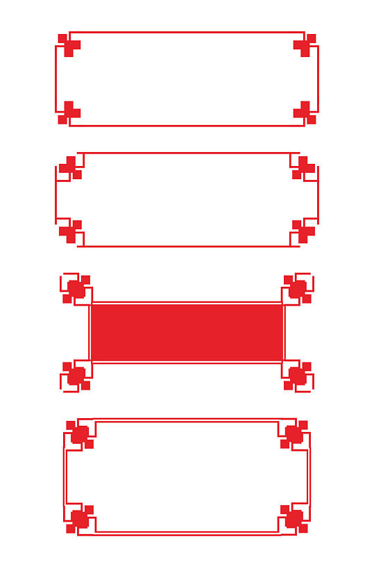 边框红色古典标题框文本框免扣元素
