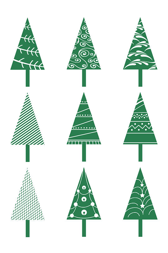 几何圣诞树装饰元素套图免扣元素