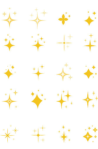 金色小星星装饰手绘卡通点缀素材免扣元素