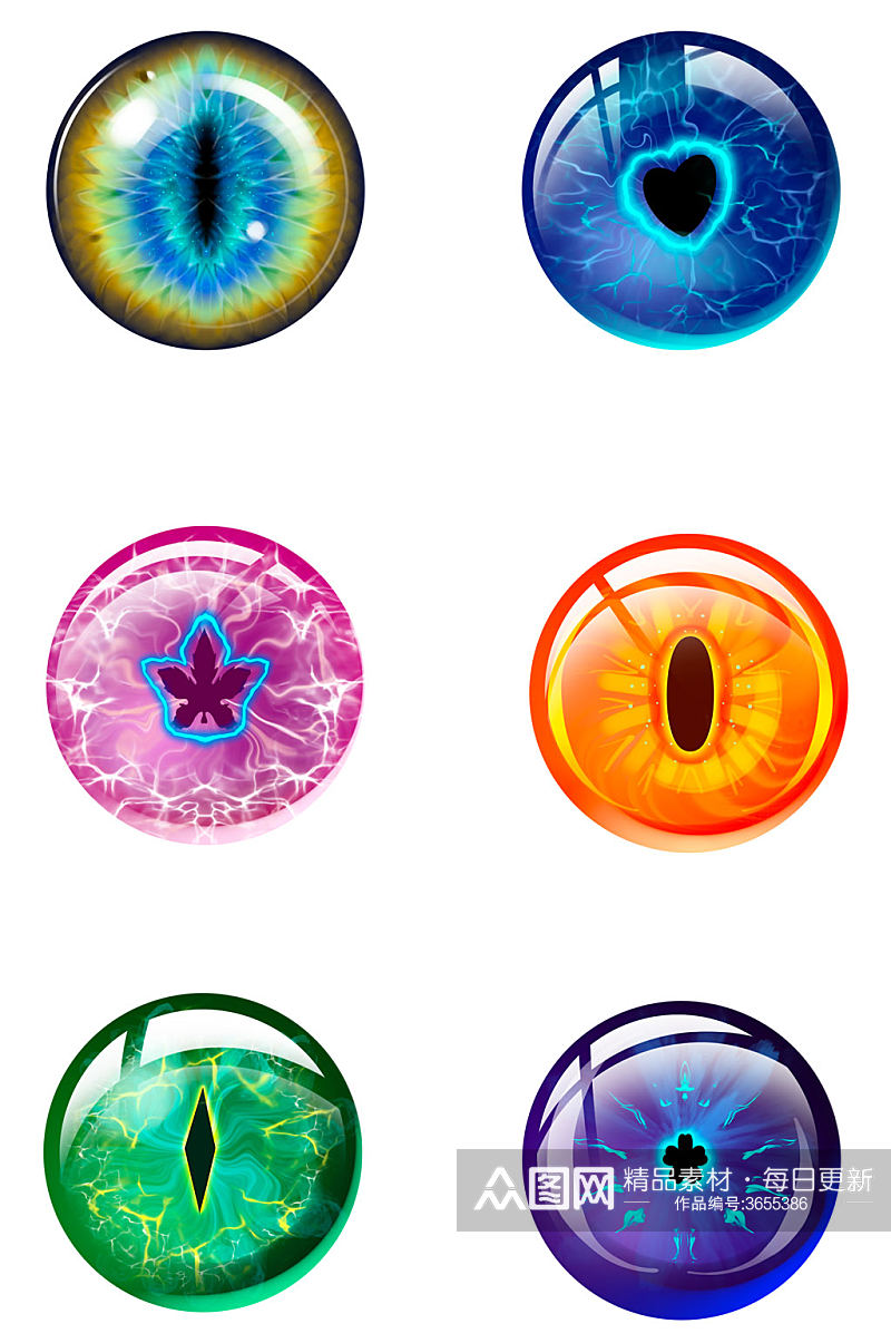 五彩斑斓玻璃球眼珠子免扣元素素材
