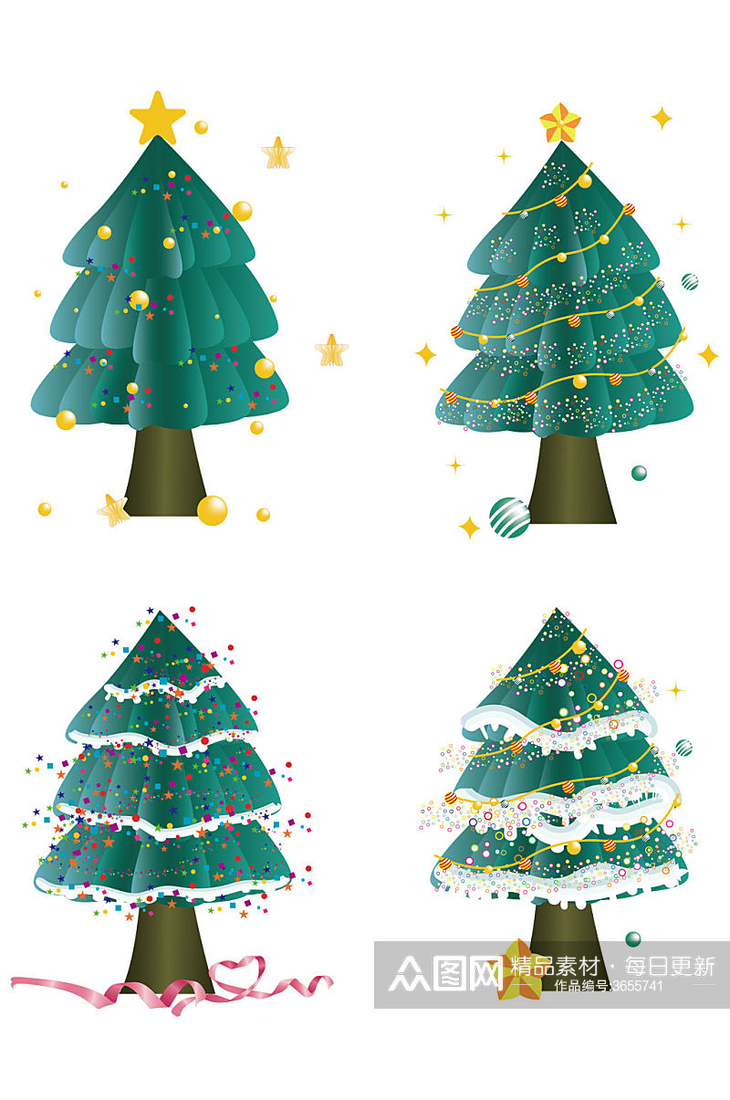 冬季立体圣诞树圣诞节背景装饰素材免扣元素素材