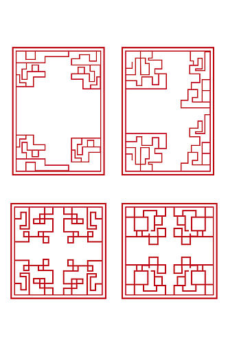 中国风窗花古典边框纹饰元素国潮免扣元素