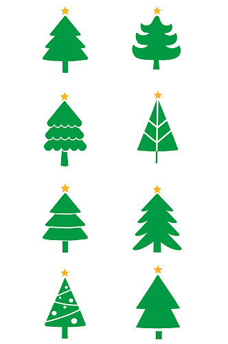 圣诞树装饰五角星插画素材