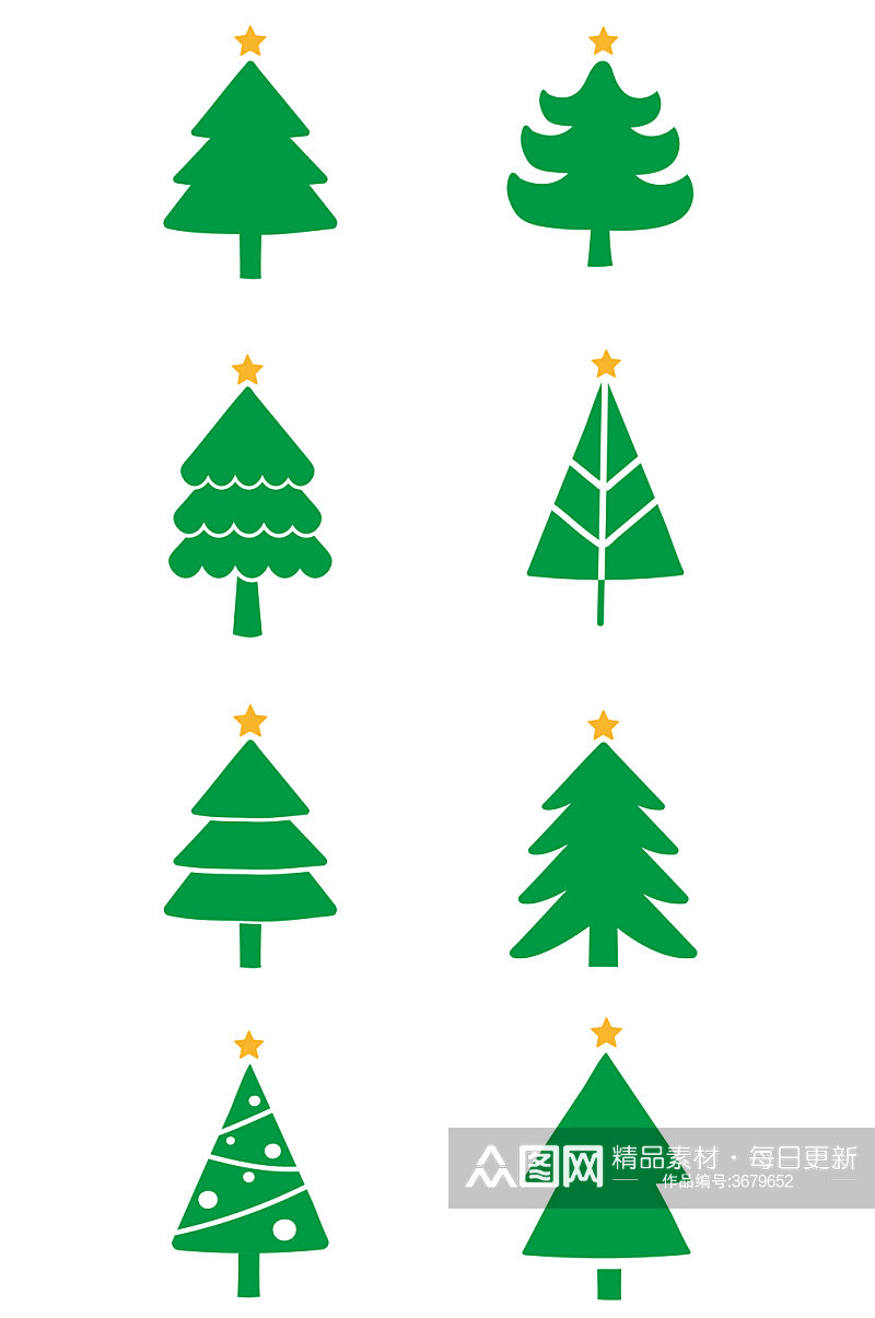 圣诞树装饰五角星插画素材素材