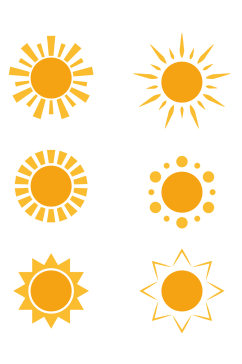 手绘太阳图标橙色黄色免扣元素