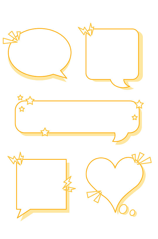 手绘爆炸云气泡对话框标题框文本框免扣元素