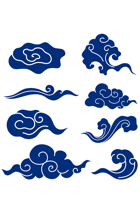 中国风面性祥云纹中式古典云纹装饰免扣元素