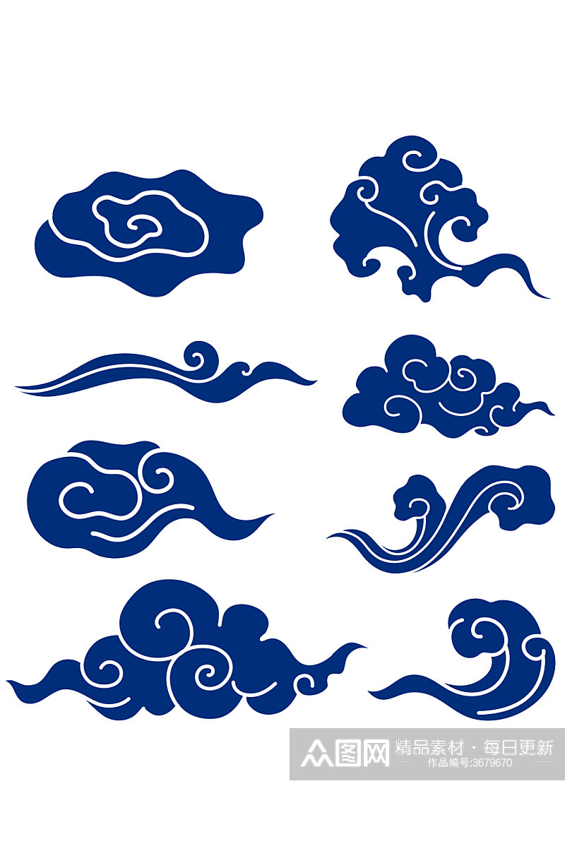 中国风面性祥云纹中式古典云纹装饰免扣元素素材