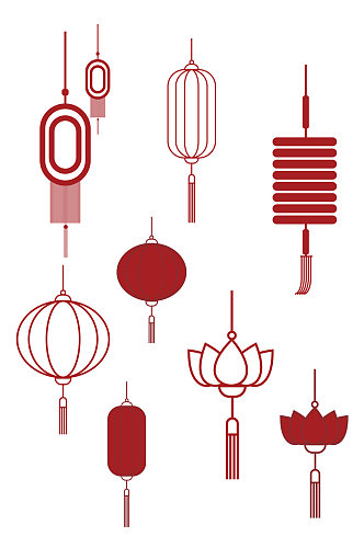 灯笼新年红色喜庆图标中国节日免扣元素