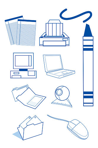 电脑科技文具图标免扣元素