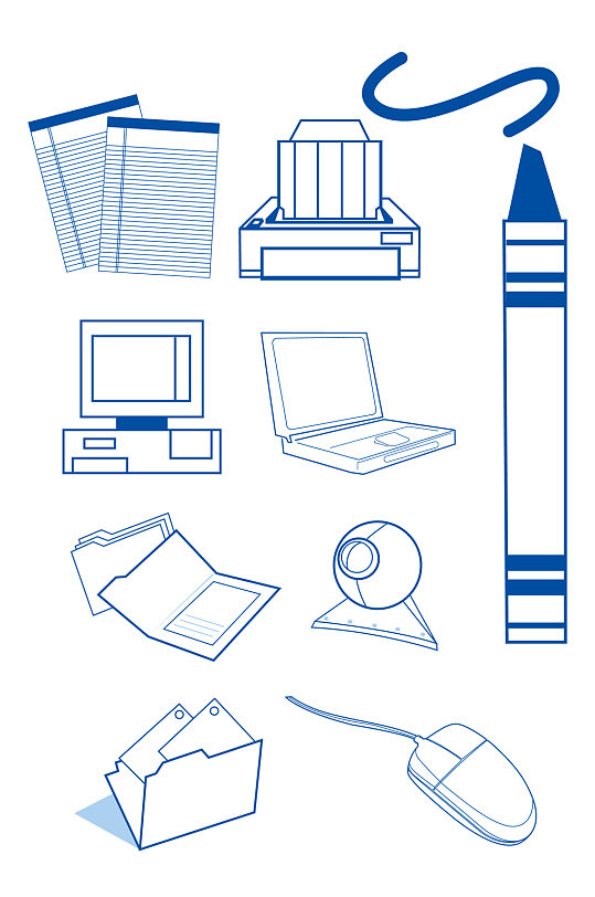 电脑科技文具图标免扣元素