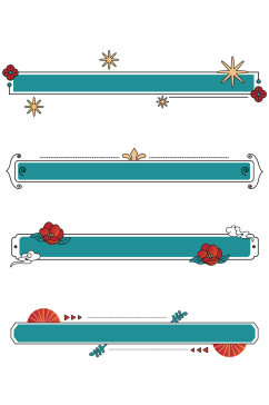 简约国潮风几何线条标题框免扣元素
