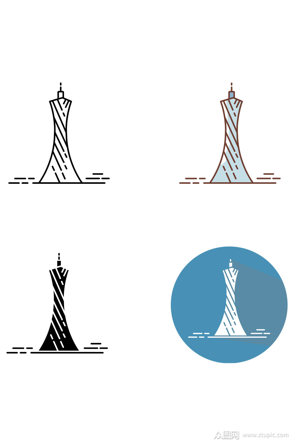 标志性建筑广州塔小蛮腰图标免扣元素素材