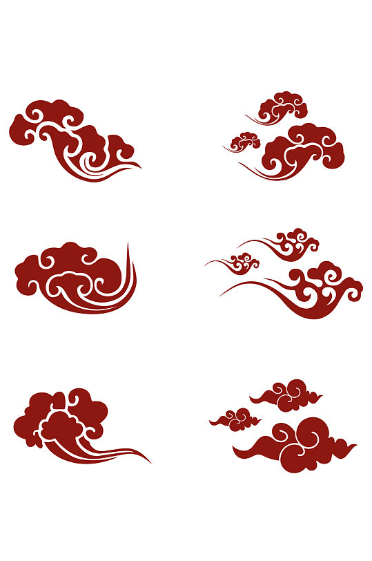 中国风复古祥云纹设计图案免扣元素