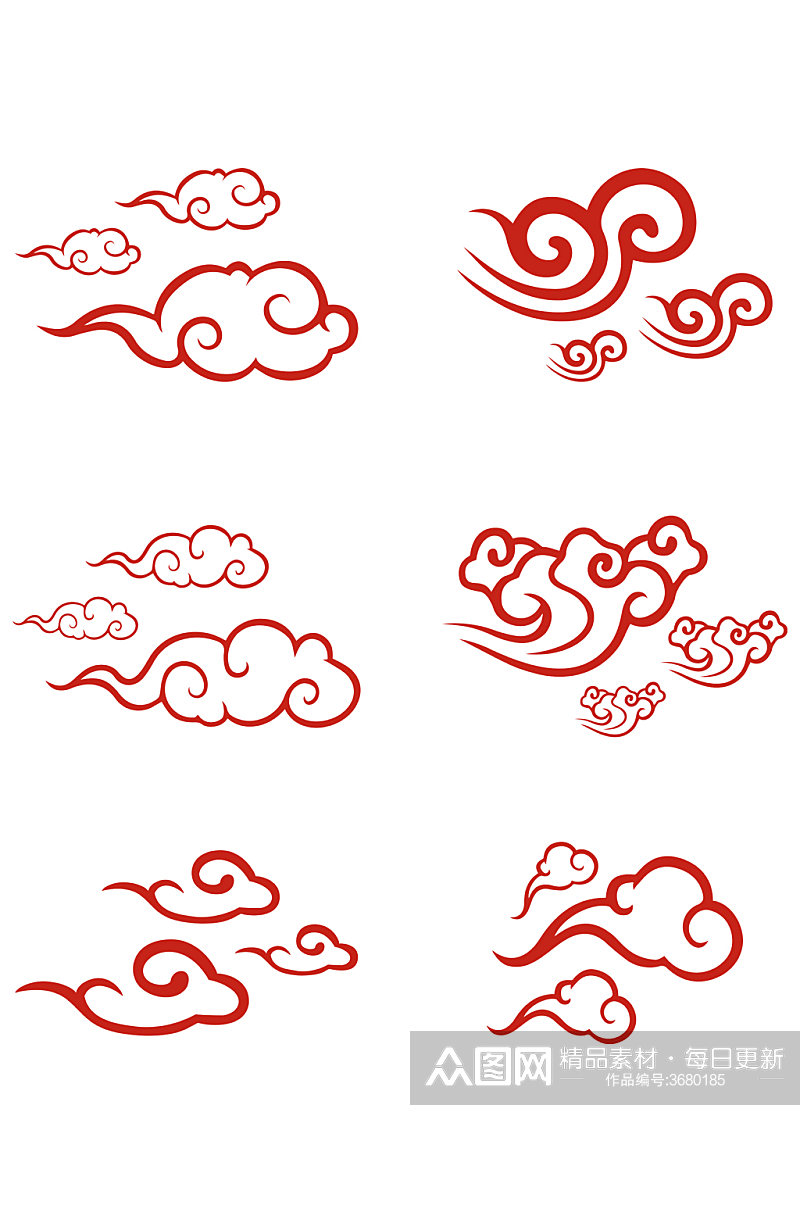中国风古典祥云中式云纹花纹设计免扣元素素材