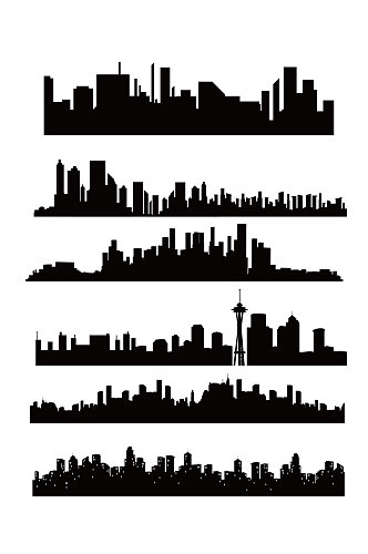 各类大楼剪影城市剪影元素免扣元素