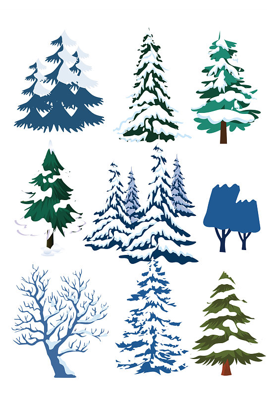 圣诞雪树冬天雪树雪树树木圣诞树免扣元素