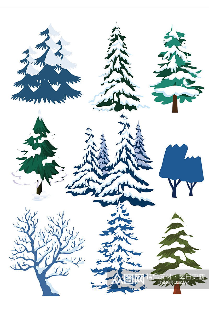 圣诞雪树冬天雪树雪树树木圣诞树免扣元素素材