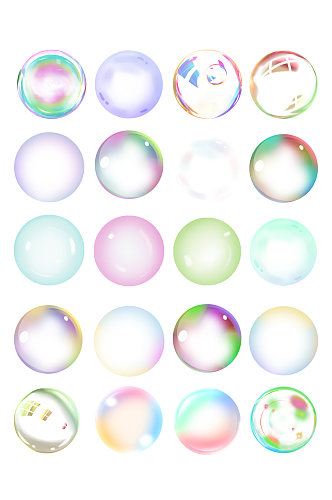 彩色泡泡透明水气泡漂浮元素节日免扣元素