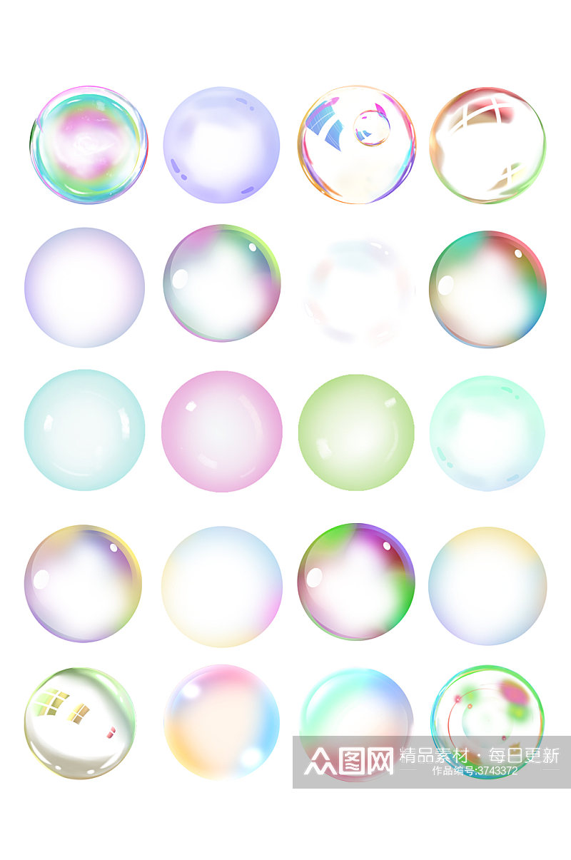 彩色泡泡透明水气泡漂浮元素节日免扣元素素材