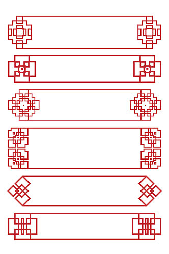 中国风复古窗花边框标题栏文本框免扣元素