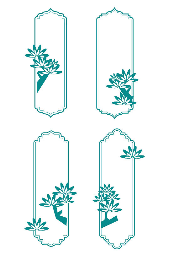 中式中国风古典框纹饰松花竖框免扣元素