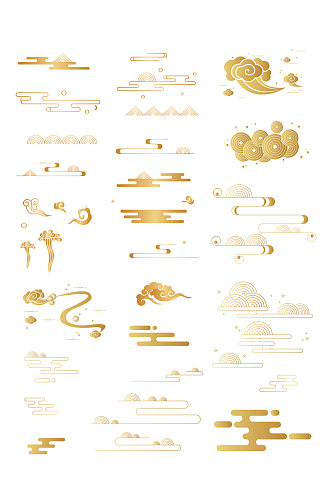 中国风传统祥线条渐变纹理装饰免扣元素