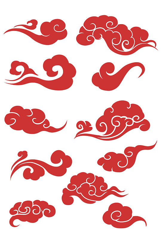 中国风祥云中式传统云纹红色装饰免扣元素