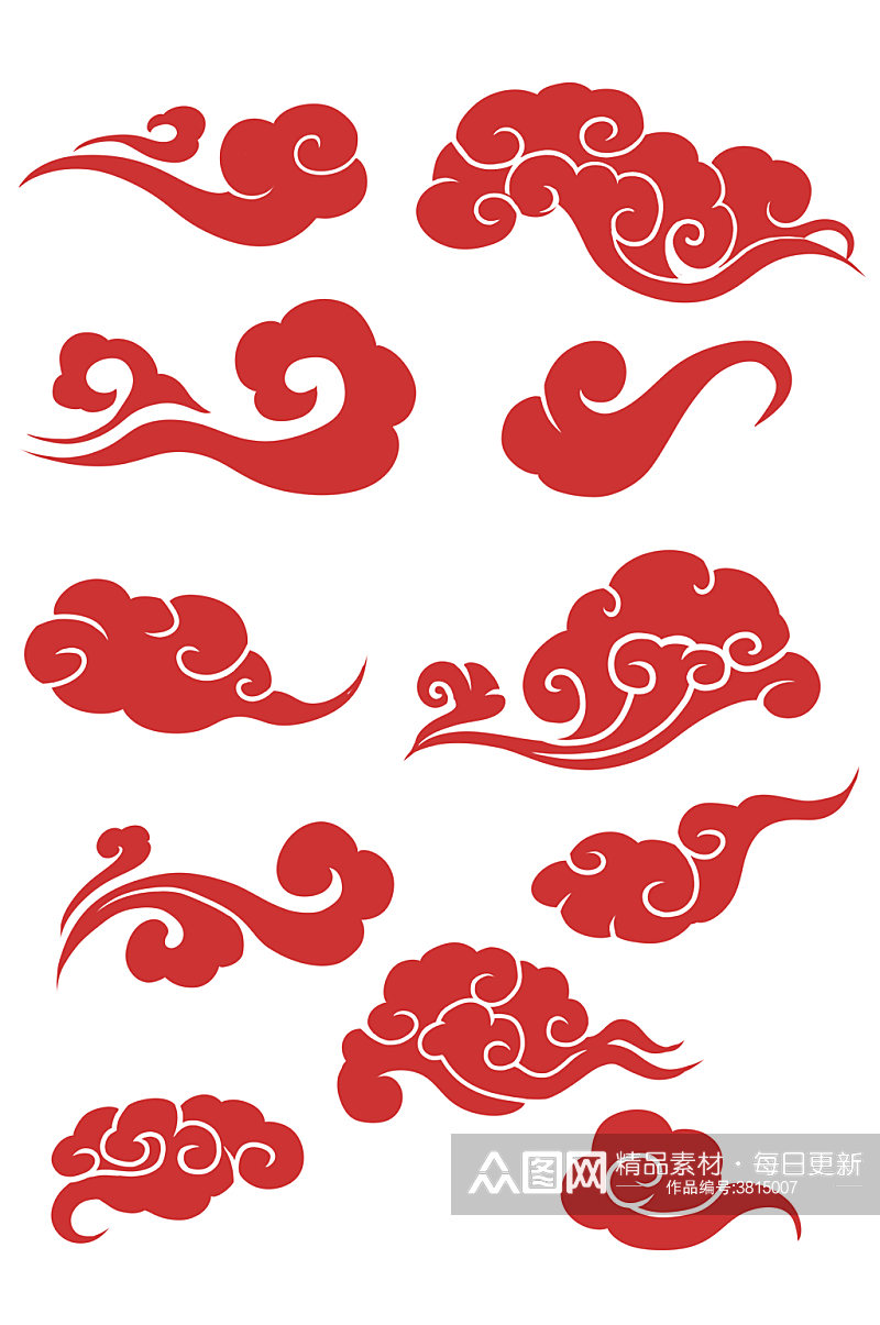 中国风祥云中式传统云纹红色装饰免扣元素素材