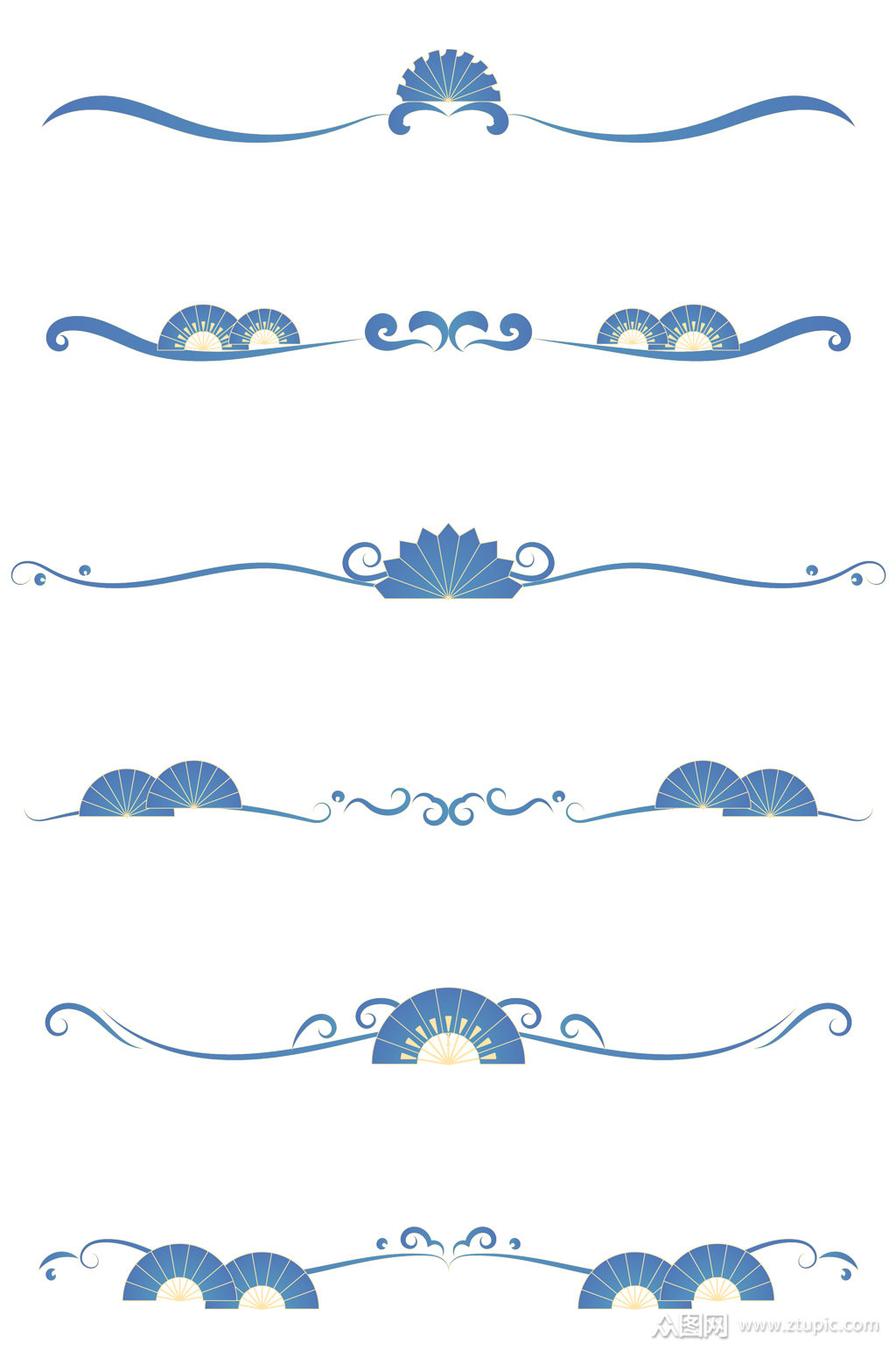 中式分割线中国风云纹装饰线条国潮免扣元素素材