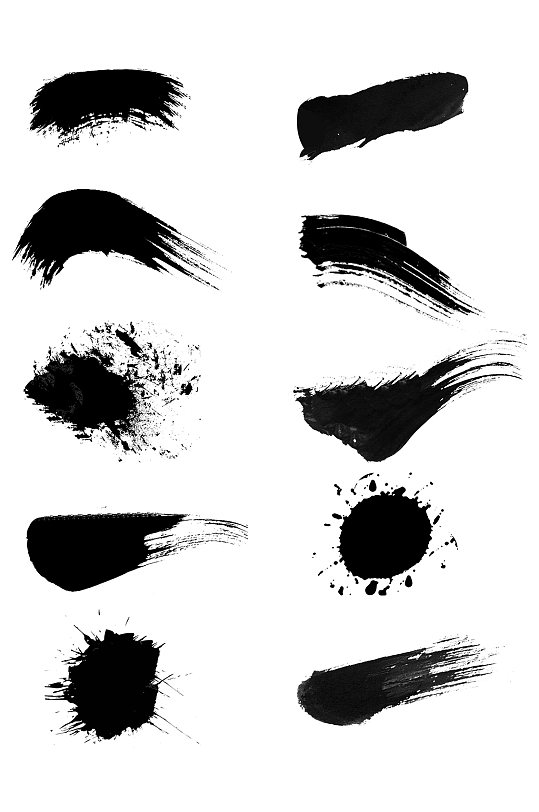 泼墨水墨毛笔墨迹干毛笔笔刷笔迹免扣元素