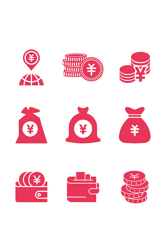 金融icon钱袋钱包图标金融商务金币地球免扣元素