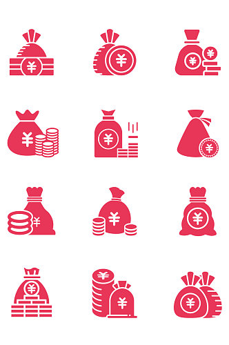 金融icon钱袋与金币图标金融商务基金免扣元素