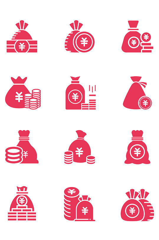 金融icon钱袋与金币图标金融商务基金免扣元素