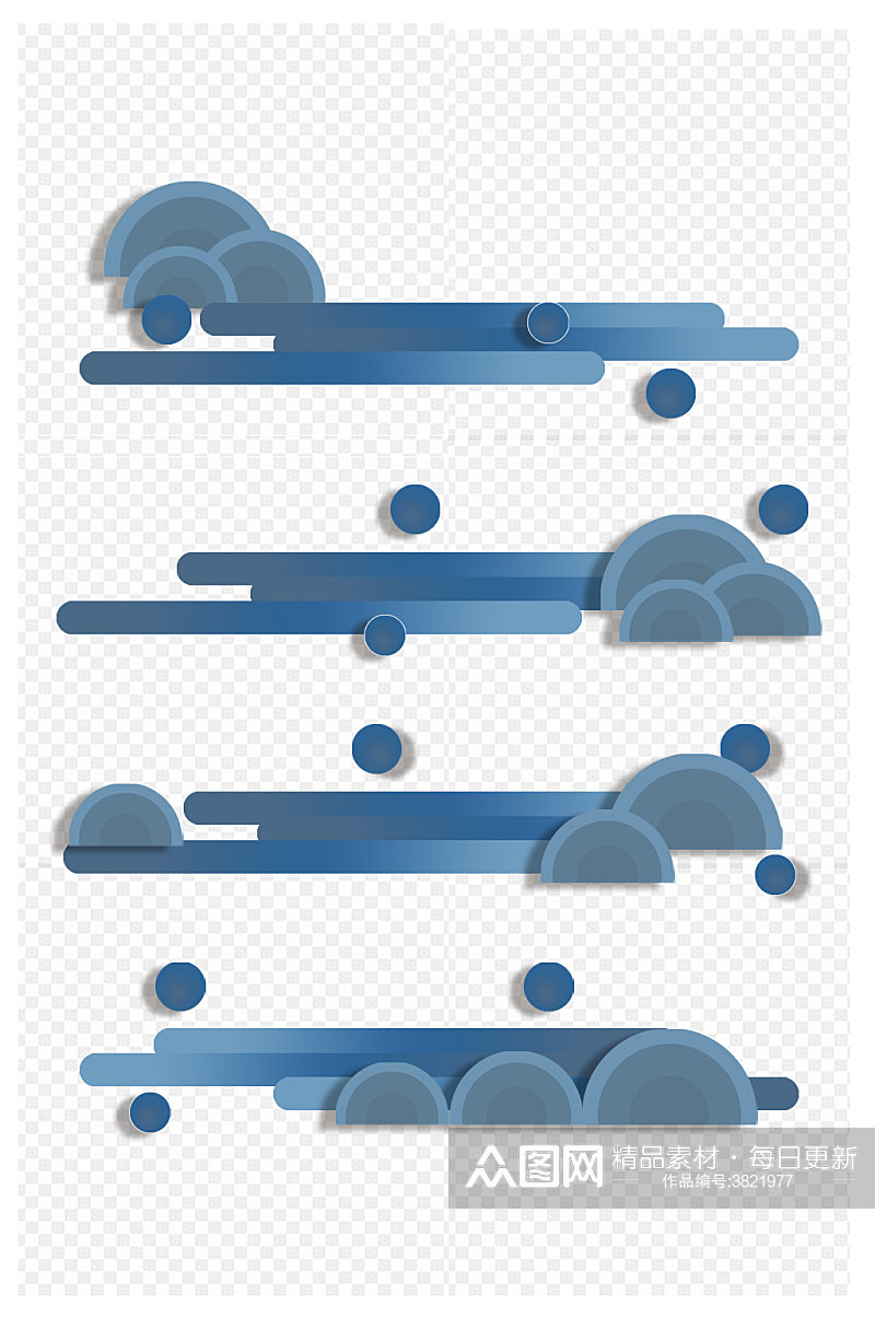 国潮风云纹分割线装饰线条免扣元素素材
