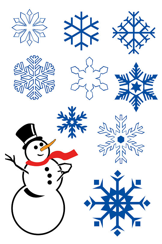 雪花雪人圣诞元素免扣元素