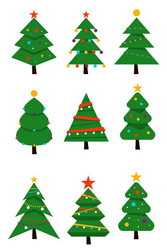 手绘圣诞树大树插画免扣元素